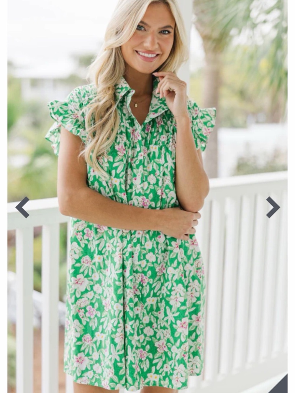 Fate Green Floral Button-Front Dress